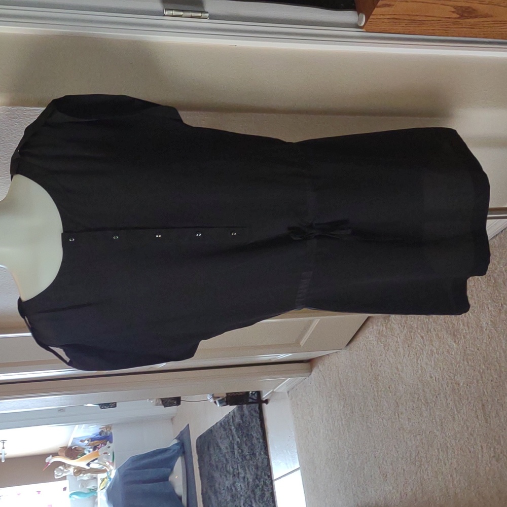 Warehouse black silk dress w/ drawstring tie size 8